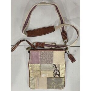 Coach Y2K Patchwork Crossbody File Bag Metallic Leather Suede Snake Vintage Boho